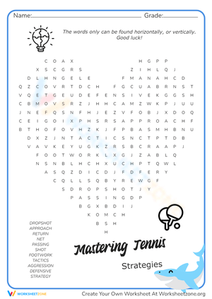 Mastering Tennis Worksheet