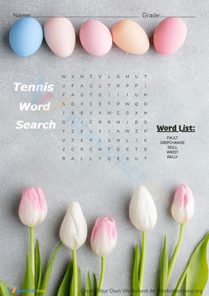 Tennis Worksheet for Sports-Based Education
