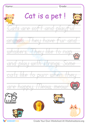 Cat Handwriting Worksheet