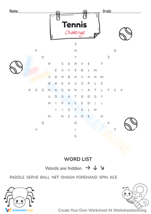 Table Tennis Challenge Worksheet