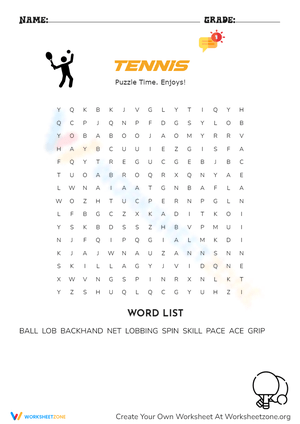 Table Tennis Puzzle Time Worksheet