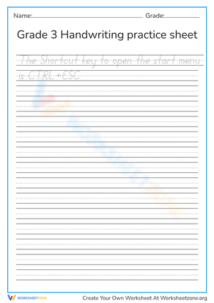 Grade 3 Handwriting worksheet
