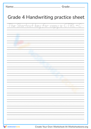 Grade 4 Handwriting worksheet