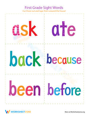 First Grade Sight Words: Ask to Before