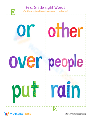 First Grade Sight Words: Or to Rain