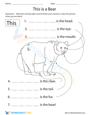 This Is A Bear Worksheet