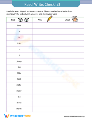 Read, Write, Check Worksheet 3