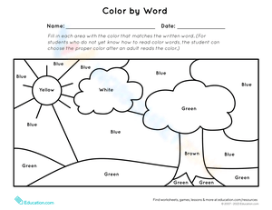 Color Knowledge Assessment Worksheet
