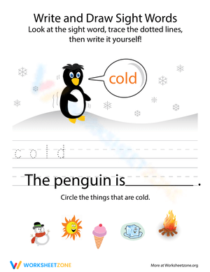 Write Draw Sight Words Cold Worksheet