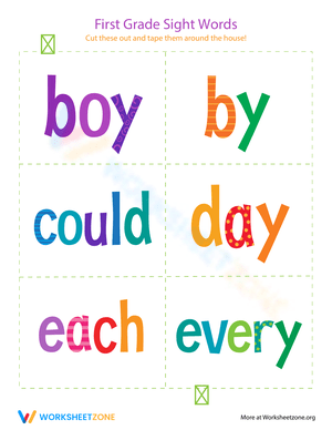 First Grade Sight Words: Boy to Every