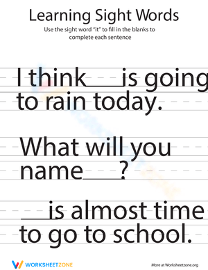 Learning Sight Words: "It"