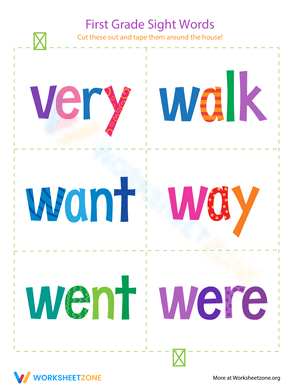 First Grade Sight Words Very, Were Worksheet