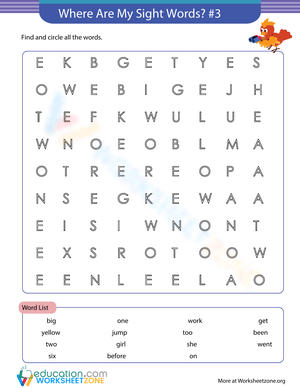 Where Are My Sight Words 3 Worksheet