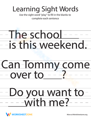 Sight Words Play Worksheet