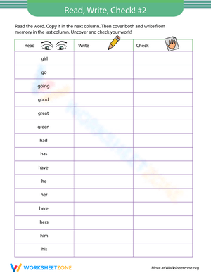 Read Write Check Worksheet 2