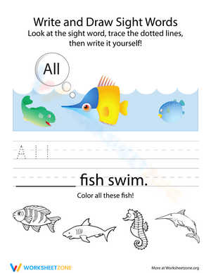 Write Draw Sight Words All Worksheet