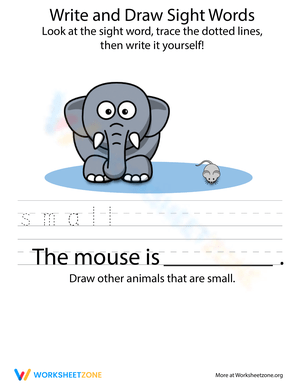 Write Draw Sight Words Small Worksheet