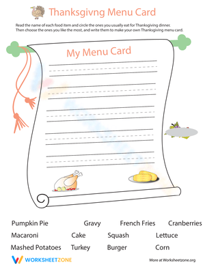Thanksgiving Sight Words