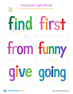 First Grade Sight Words: Find to Going
