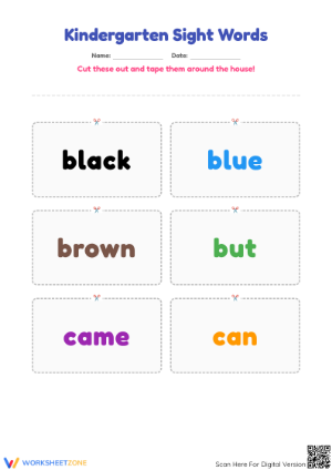 Essential Kindergarten Sight Word Flashcards