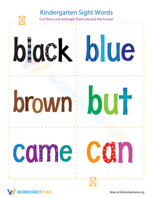 Kindergarten Sight Words: Black to Can