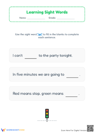"Go" Sight Word Worksheet | Essential Kindergarten English