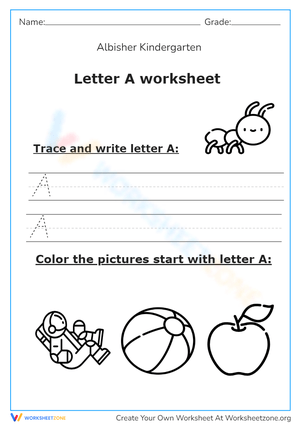 Letter A Worksheet for Kindergarten