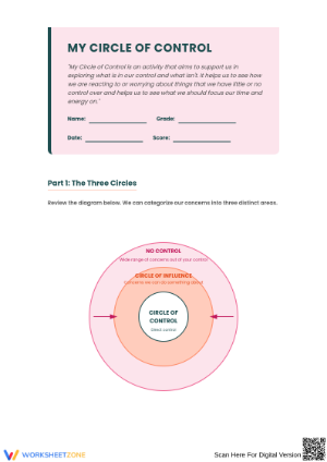 Map My Circle of Control Worksheet