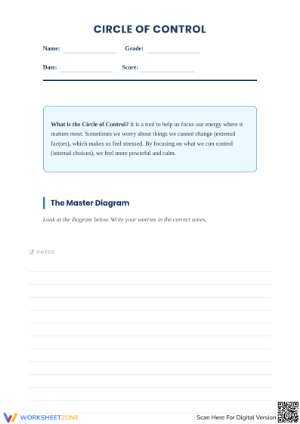 Identify What I Can Control Worksheet