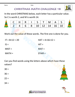 Interactive Christmas Math Challenge 1B Worksheet