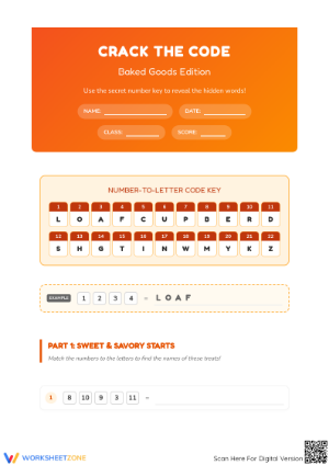 Essential Crack the Code: Baked Goods Edition Worksheet