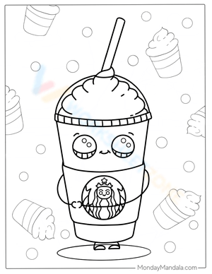 Kawaii Starbucks Drink: A Cute Coloring Page