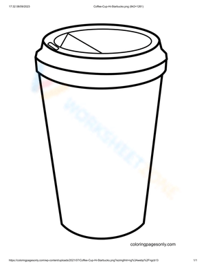 Coffee Cup Hi Starbucks: Coloring Page