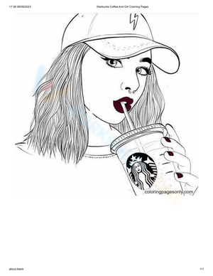 Starbucks Coffee and Girl: Coloring Page
