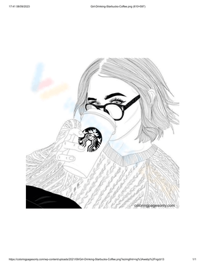 Girl Drinking Starbucks: Coloring Fun