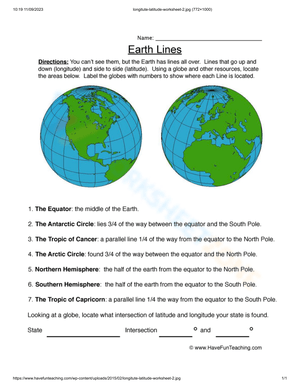 Labeling Latitude and Longitude Worksheet