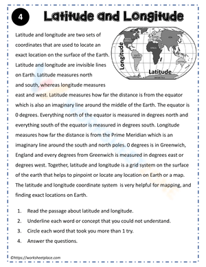 Reading Comprehension about Latitude and Longitude