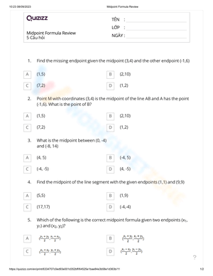 Midpoint Formula Review: Practice Problems