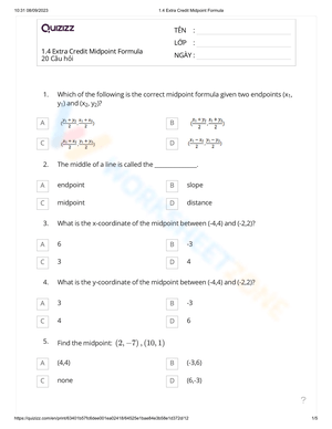 Extra Credit: Midpoint Formula Challenge