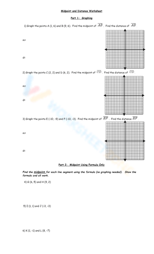 Midpoint and Distance Worksheet