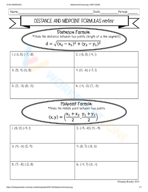 Distance & Midpoint Formula Notes