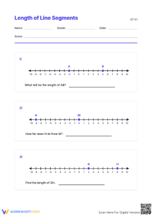 Length of Line Segments Worksheet | Grade 7 Math Printable