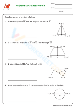 Midpoint and Distance Formula with Shapes