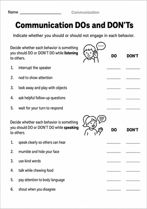 Grade 3-5 Communication — Printable No-Prep Worksheet