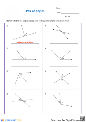 Identifying Pairs of Angles Geometry Practice