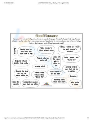 Practicing Good Manners: Social Skills Worksheet