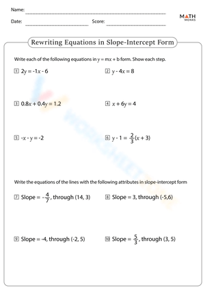Equations in Slope-Intercept Form: Practice