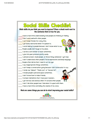 Social Skill Checklists