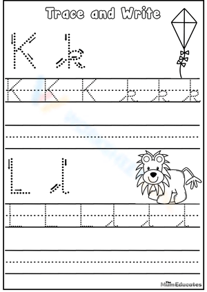 Alphabet Letters Tracing K and L