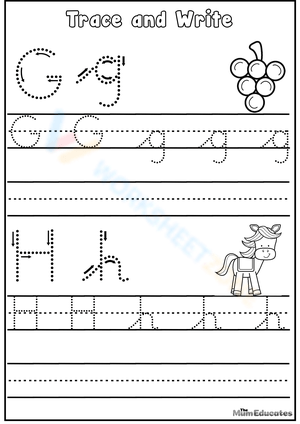 Alphabet Letters Tracing G and H